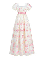 NSPSTT Daphne Floral Regency Gown - Pink Embroidered Vintage Dress01