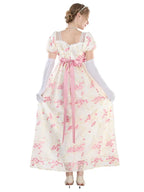 NSPSTT Daphne Floral Regency Gown - Pink Embroidered Vintage Dress 