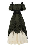 NSPSTT Medieval Off-Shoulder Ren Faire Dress with Corset