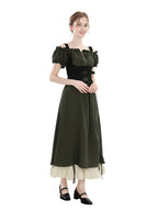 NSPSTT Medieval Off-Shoulder Ren Faire Dress with Corset