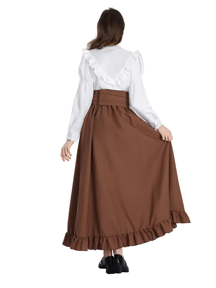 Cottagecore Dress Set - Ruffle Blouse Renaissance Outfit