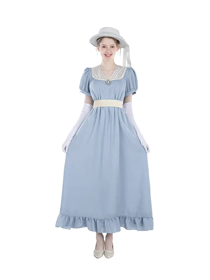Cottagecore Victorian Maxi Dress – Lace Collar Cotton Peasant Dress with Tiered Ruffle Skirt