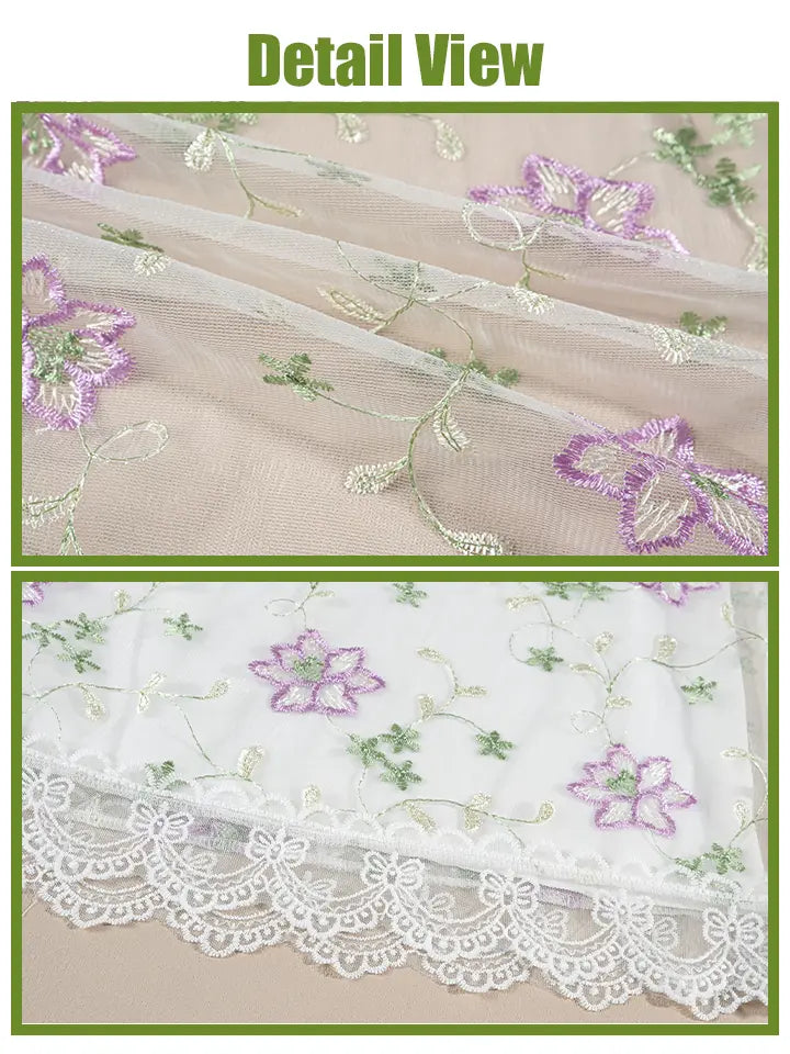 Floral Embroidered Dress - Lace Trim Cottagecore Maxi Gown– NSPSTT