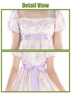 Floral Embroidered Dress - Satin Ball Gown Renaissance Outfit