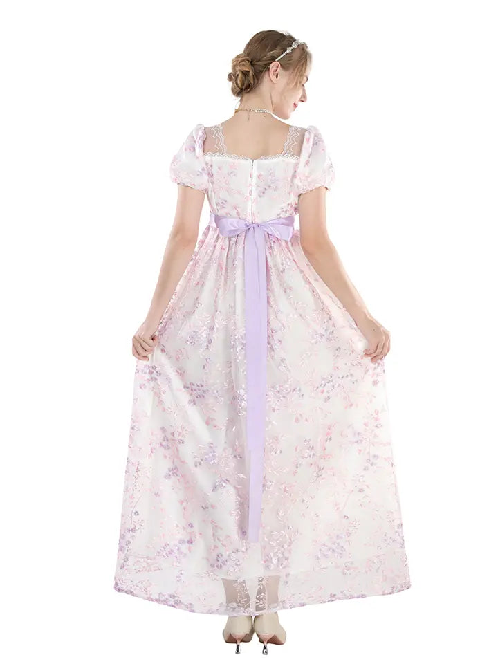 Floral Embroidered Dress - Satin Ball Gown Renaissance Outfit