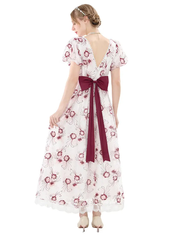 Renaissance Fairy Dress - Floral Embroidered Cottagecore Maxi Dress– NSPSTT