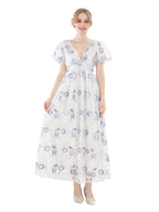 Maxi Dress Long - Renaissance Floral Puff Sleeve Costume– NSPSTT