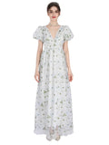 Maxi Dress Long - Renaissance Floral Puff Sleeve Costume– NSPSTT