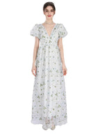 Maxi Dress Long - Renaissance Floral Puff Sleeve Costume– NSPSTT