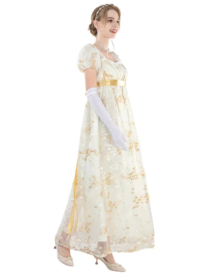 Golden Regency Victorian Ball Gown (with Gloves) - NSPSTT