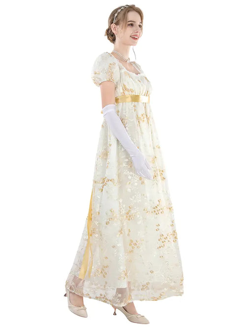 Golden Regency Victorian Ball Gown (with Gloves) - NSPSTT