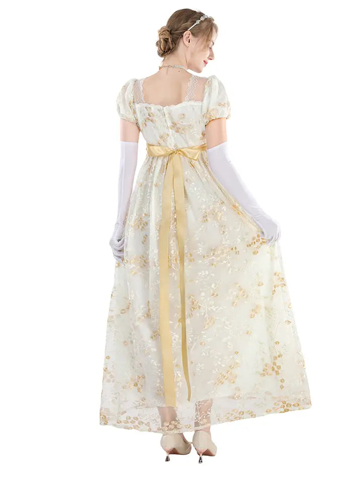 Golden Regency Victorian Ball Gown (with Gloves) - NSPSTT