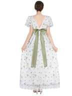 Renaissance Dress - Floral Embroidered Puff Sleeve Maxi Dress