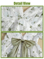 Renaissance Dress - Floral Embroidered Puff Sleeve Maxi Dress
