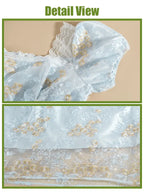 Renaissance Dress - Floral Embroidered Puff Sleeve Satin Gown