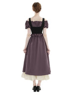 Renaissance Lace Trim Maxi Dress – Off Shoulder Puff Sleeve Fair Costume
