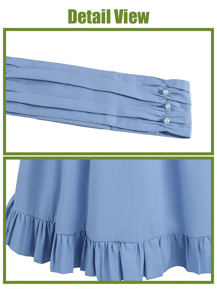 Sky Blue Cottagecore Set – Elegant Renaissance Blouse and Skirt Outfit– NSPSTT