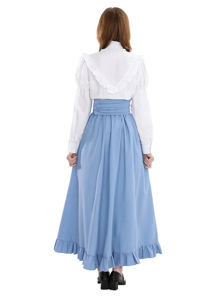 Sky Blue Cottagecore Set – Elegant Renaissance Blouse and Skirt Outfit– NSPSTT