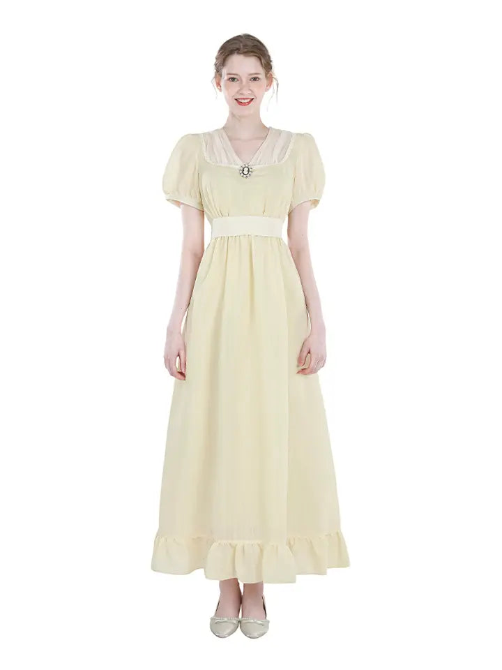 Victorian Cotton Tiered Ruffle Maxi Dress – Lace Trim Cottagecore Renaissance Dress
