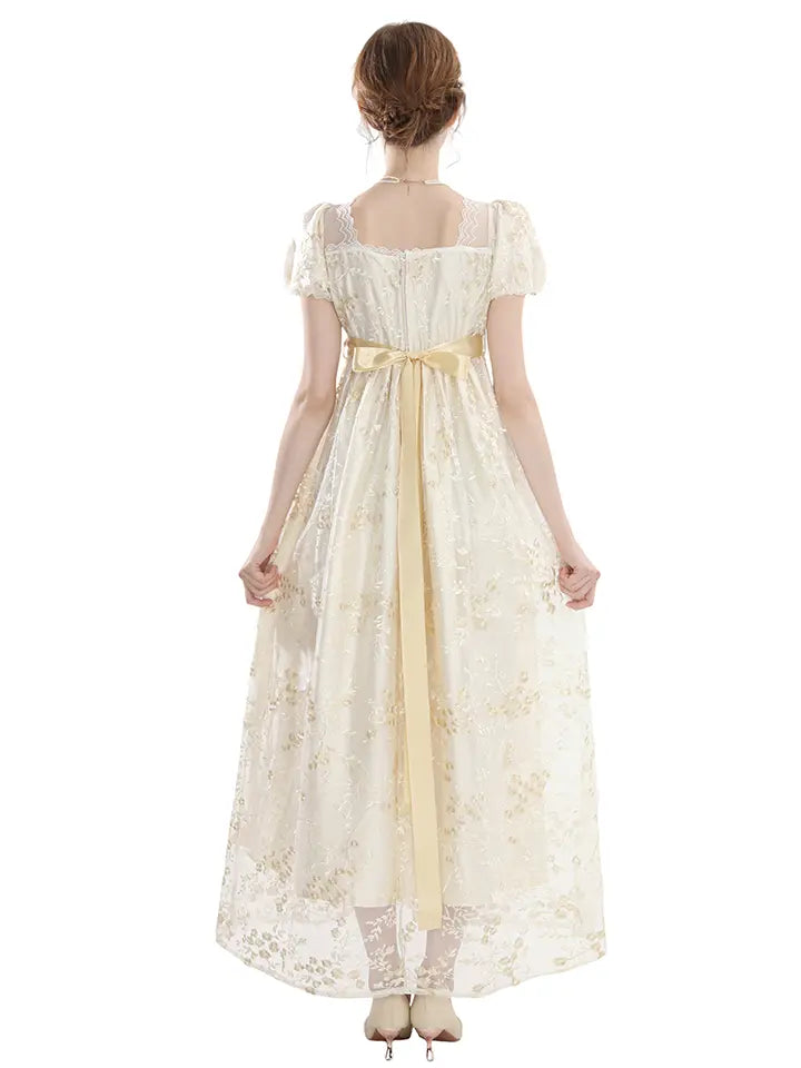 Victorian Dress - Lace Trim Puff Sleeve Renaissance Fair Costume