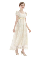 Victorian Dress - Lace Trim Puff Sleeve Renaissance Fair Costume