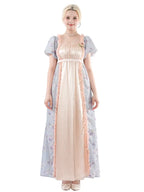Victorian Dress - Puff Sleeve Satin Chiffon Maxi Gown