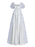 Victorian Dress - Puff Sleeve Satin Chiffon Maxi Gown