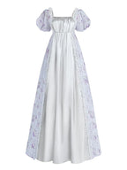 Victorian Dress - Puff Sleeve Satin Chiffon Maxi Gown
