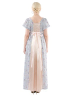 Victorian Dress - Puff Sleeve Satin Chiffon Maxi Gown