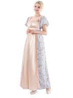 Victorian Dress - Puff Sleeve Satin Chiffon Maxi Gown