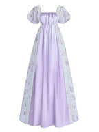 Victorian Dress - Puff Sleeve Satin Chiffon Maxi Gown