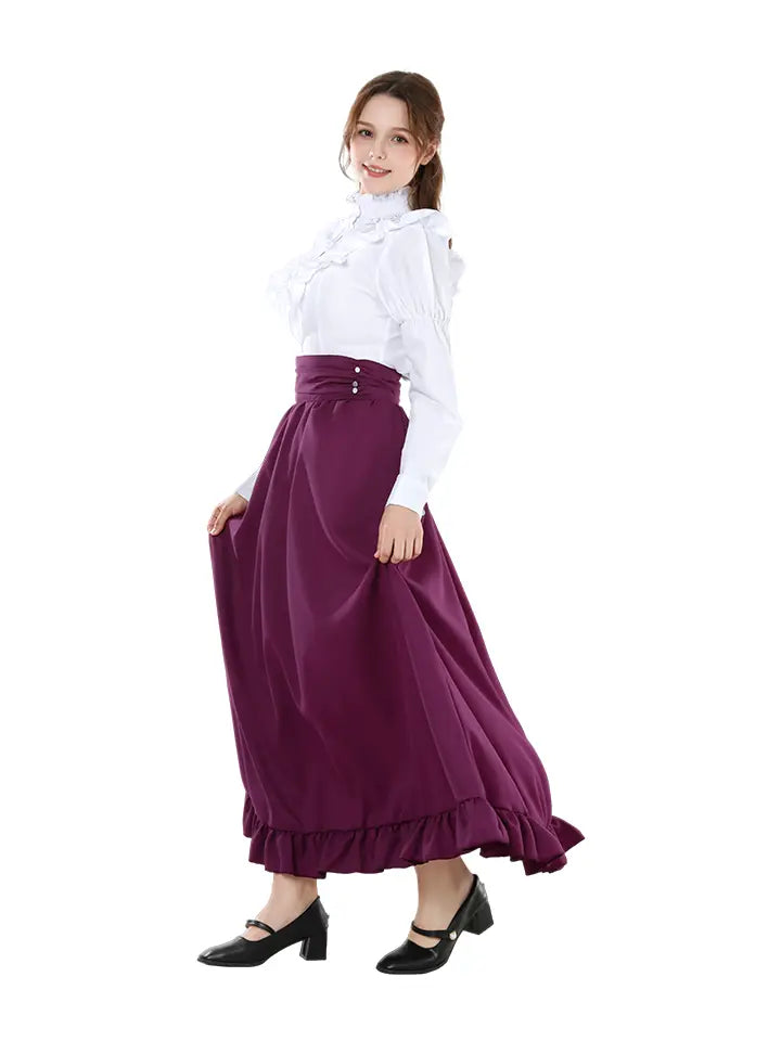Victorian Dress Set - High Waist Tiered Maxi Skirt Costume