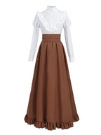 Victorian Dress Set - High Waist Tiered Maxi Skirt Costume