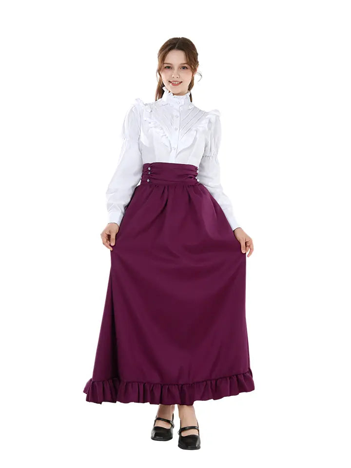 Victorian Dress Set - High Waist Tiered Maxi Skirt Costume