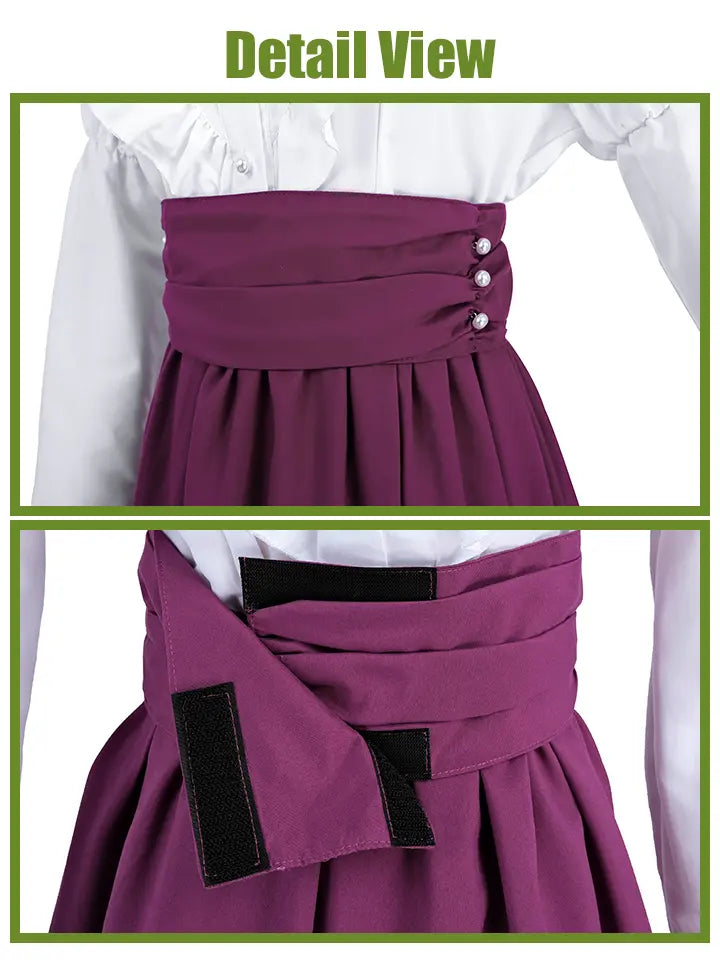 Victorian Dress Set - High Waist Tiered Maxi Skirt Costume
