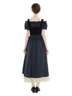 Victorian Off Shoulder Puff Sleeve Maxi Dress – Elegant High Waist Renaissance Fair Costume