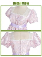 Victorian Satin Ball Gown - Embroidered Renaissance Dress