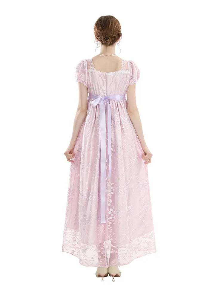 Victorian Satin Ball Gown - Embroidered Renaissance Dress