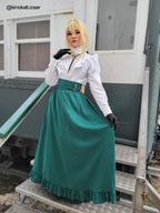 Nspstt Victorian Peasant Dress Set - Ruffle Blouse Tiered Skirt