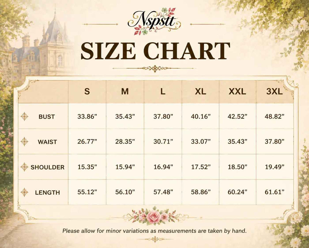 NSPSTT floral jacquard puff sleeve maxi dress size chart for women