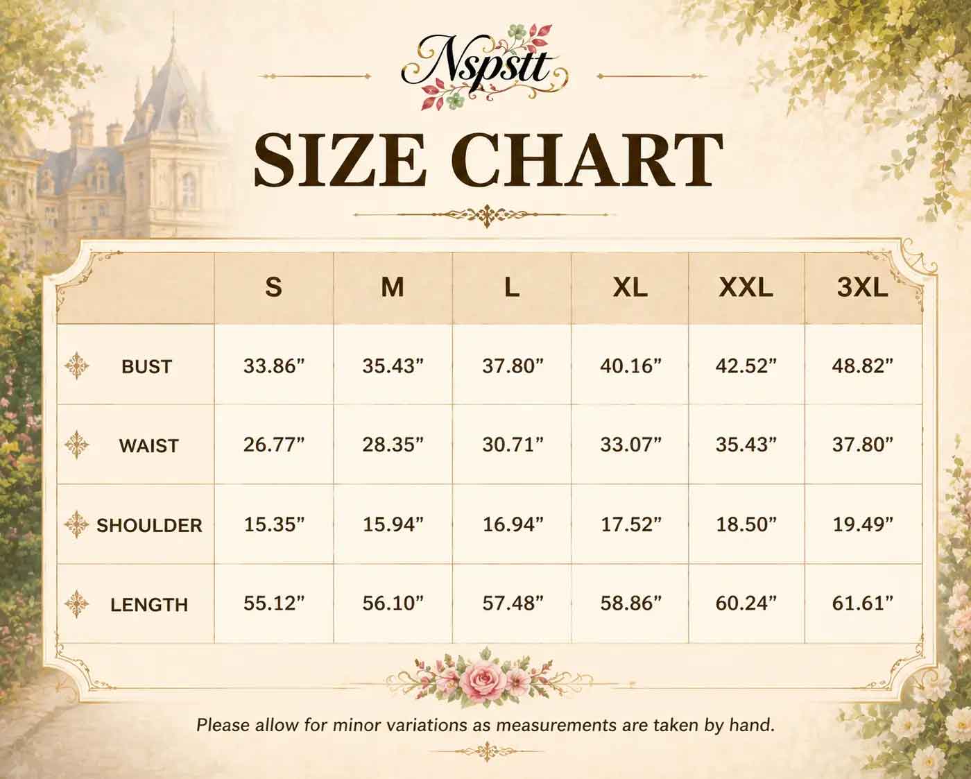 NSPSTT floral jacquard puff sleeve maxi dress size chart for women