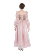 Pink vintage lace up corset dress with romantic back detail